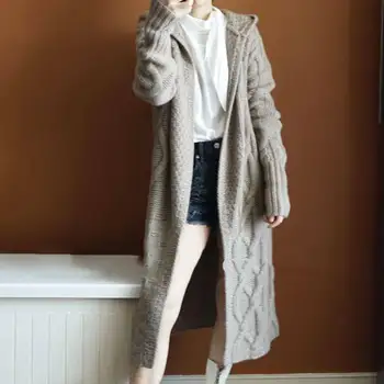 Iarna Elegante, Haine de Iarnă Loose knit Cardigan Pulover cu Gluga Extra Soft High-end Cardigan Tricotat Strat de sex Feminin Palton