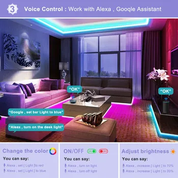 Tuya Smart LED Bandă 12V Rgb LED Banda LED Petrecere de Vacanță de Iluminat Neon Banda de Control Vocal pentru Alexa Ecou de Start Google