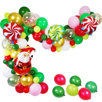 Crăciun 2020 98Pcs Balon Ghirlanda Arc Kit Verde, Roșu, Aur Balon Latex Bomboane Moș crăciun Balon de Folie Set de Crăciun de Interior Decor Acasă