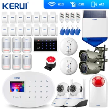 KERUI W20 Wireless Touch Panel WiFi GSM de Securitate Sistem de Alarmă Antifurt Kit APP Card RFID Camera IP de Exterior Sirena Solar