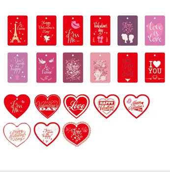 60 Bucati Happy Valentines Day, Cadouri De Tag-Ul Roșu De Inimă Nunta Etichetă Etichetă, 20 De Modele Meserii Decor Tag Spirit De 5 M De Cânepă Frânghie