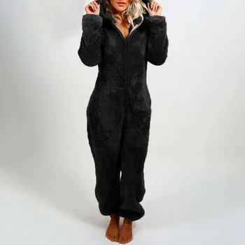 2020 Nou Pijama, cămașă de noapte de Iarna pentru Femei Pijamale Mâneci Lungi Plus de Pluș Gros de Pluș Salopeta cu Gluga Homewear Pijamale, Halate