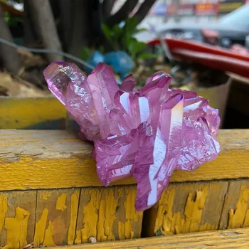 85g Rare bonito roxo chama aura de cristal quartzo cluster specimen