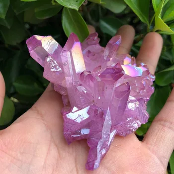 85g Rare bonito roxo chama aura de cristal quartzo cluster specimen