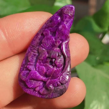Autentic Naturale Violet Sugilite Africa de Sud Pandantiv Floare Femei Bărbați Reiki 35.5*18*8.3 mm Colier de Moda AAAAA
