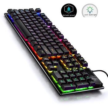 Cu fir Gamer Tastatura USB Conexiune Mecanică simt Tastaturi Amestecat Swich lumina de Fundal Tastatură de Gaming 104 Taste pentru PC laptop