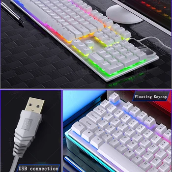Cu fir Gamer Tastatura USB Conexiune Mecanică simt Tastaturi Amestecat Swich lumina de Fundal Tastatură de Gaming 104 Taste pentru PC laptop