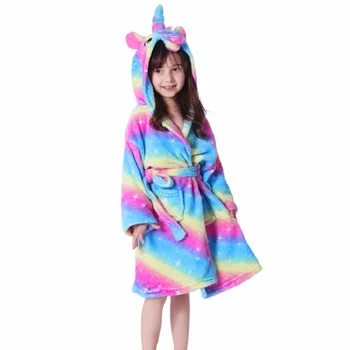 Kigurumi Unicorn Cu Gluga Pentru Copii Halate De Baie Copii Curcubeu Halat De Baie Animale Pentru Băieți Și Fete Pijama, Camasa De Noapte, Pijamale Copii