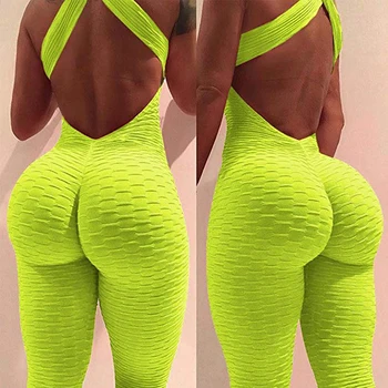 2020 Căpăstru Sexy Femei Trening Yoga Talie Mare Joace costum Slim Sport Backless de Funcționare de Top Sport Pantaloni Push-up Salopeta