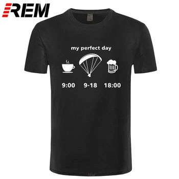 REM Ziua Mea Perfectă Evoluția De zbor cu Parapanta Bea Ceai si Bere Amuzant Print T Shirt Barbati Brand de Îmbrăcăminte din Bumbac cu Maneci Scurte T-Shirt