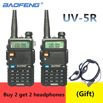 2 BUC BaoFeng UV 5R Walkie Talkie 5w CB Radio hf fm Transceiver 128CH VHF&UHF Portabile post de Radio Pentru Vânătoare 10km UV-5R