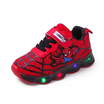 Led Luminos Spiderman Copii Pantofi pentru băieți și fete Cu Lumină Copii Luminos copilul Adidași ochiurilor de plasă sport Băiat Fată de Lumină Led Pantofi