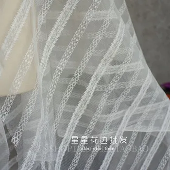 Xianmei Dungă Verticală Plasă de Dantelă Fusta Tesatura Manual DIY Îmbrăcăminte Textile Acasă Cortina de Fundal Țesături Decorative