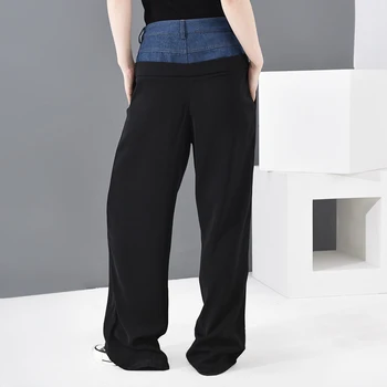 DECESUL 2021 nouă primăvară de moda de îmbrăcăminte pentru femei talie înaltă, din denim lungime completă mozaic costum unic pantaloni Office pantaloni WG90417M