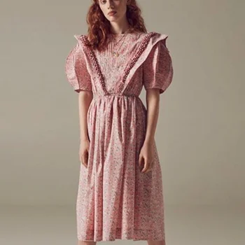 Vintage Florale imprimate Rochie Femei de Vară 2020 Nou Manșon de Puf franceză rochie de bal rochie