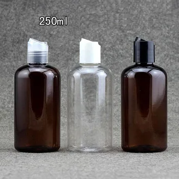 15 buc/lot Chihlimbar Plastic Container Cosmetic 250ml Lotiune de COMPANIE Pompa de Sticlă, Goale de Sampon Sub-îmbuteliere, Uleiuri Esențiale Sticle