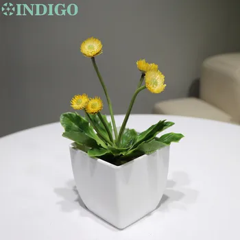 INDIGO - Galben Papadie Artificiale, Plante Suculente, Cu Vas de Plastic Bonsai Decor de Masă de Verdeață Transport Gratuit