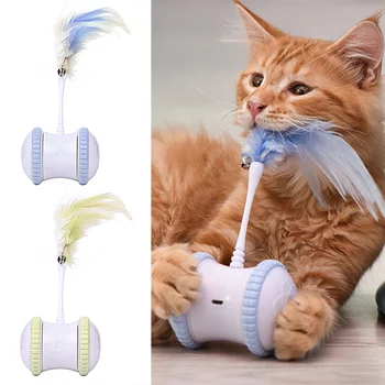 Electric Robotic Jucării Pisica Cu Pene Automată a Direcției de Rotație de Încărcare USB pentru Pisica Pisoi Produse pentru animale de Companie LBShipping