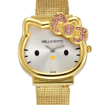Ceas de moda pentru Femei de Lux Casual Cuarț de Aur de Argint Pisica Pisoi Ceas Doamnelor Fete Bandă de Oțel Drăguț Ceas Cristal reloj