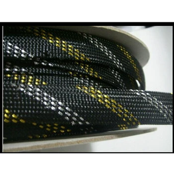 10 Metri de Cablu Împletit Sleeving 8-16mm Cablajul război de Țesut de Protecție Black&Gold&Silver