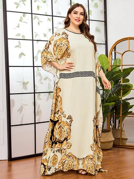 Siskakia Confortabil Vascoza Imprimare Abaya Rochie de Vară 2020 Plus Dimensiune O de Gât batwing Maneca Etnic Arab Oman Dubai Turcia Kaftans