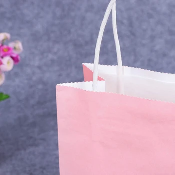 10BUC roz moale pungă de hârtie cu mâner 27*21*11 cm DIY Multifuncțional nunta, petrecere de aniversare cadou geantă la Modă pungi de hârtie