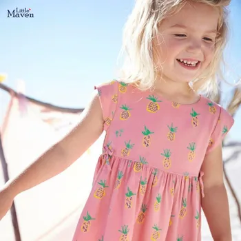 Puțin maven 2020 noi de vara fete pentru copii haine de brand rochie copii din bumbac imprimeu cu FRUCTE maneci scurte rochii de moda S0712