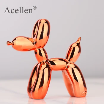 Animale Figurine de Rasina Drăguț Strălucitoare Balon în Formă de Câine Statuie Arta Sculptură Figurine Meșteșuguri Decor Acasă cu Antiderapante Mat Norocos