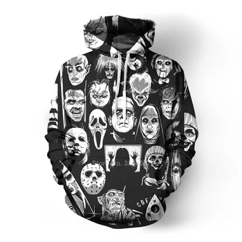 Halloween Bărbați Craniu 3d Hanorace Hip Hop Streetwear cu Gluga pentru Femei Cosplay Jachete Fantomă Înfricoșător Hoody Groază Pulover Hoddies