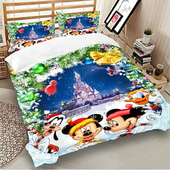 Desene animate Disney Set lenjerie de Pat 3D Mickey Crăciun Carpetă Acopere Twin Plin Regina King Decorative Copii lenjerie de pat