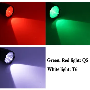Anjoet C8 CREE LED Lanterna Lumina Verde/Rosu /Alb Tactice Lampa Lanterna Pentru Pescuit, Vânătoare Detector de UTILIZARE 18650