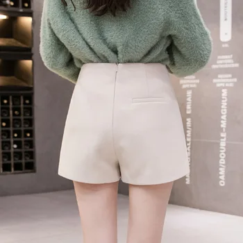 2020 Nou Toamna Iarna Lână Pantaloni Scurți Femei Coreene Talie Mare Culoare Solidă Largi Picior Pantaloni Scurți Femme Liber Casual Cizme Pantaloni Scurți D5235