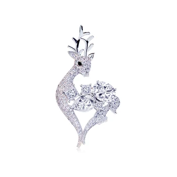 ASNORA Nou Design Placat cu Cristale Strălucitoare Brosa Pentru Femei Animale Lovely Deer Broșe Fete de Bijuterii Cadou