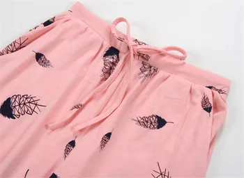 Modele geometrice de Desene animate pentru Femei Pijamale cu Pantaloni de Bumbac de Primăvară Homewear Casual Plus Dimensiune Pantaloni Acasă Pentru Femei Lounge Purta