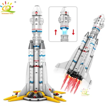 HUIQIBAO JUCĂRII 332pcs Rătăcind pe pământ Rachete Blocuri de Constructii Pentru Copii City Spațiu Aerospațială Transfer Astronaut Cărămizi