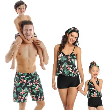 Familie de Potrivire costume de Baie de Vară Vacanță pe Plajă Ciucure Frunze Mama Tata Fiul Costume de baie, pantaloni Scurți Băiat Fată Barbati Femei Cupluri Beahwear