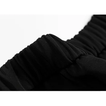 XS-3XL Costume Pantaloni Femei Negre de Vară Talie Mare Largi Picior Pantaloni Largi Lungime Completă Jumătate Elastic Talie Direct Pantaloni Plus Dimensiune